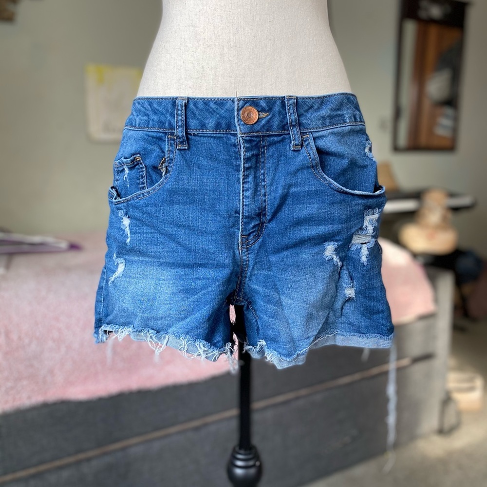 Dark Wash Denim “Shortie” Shorts